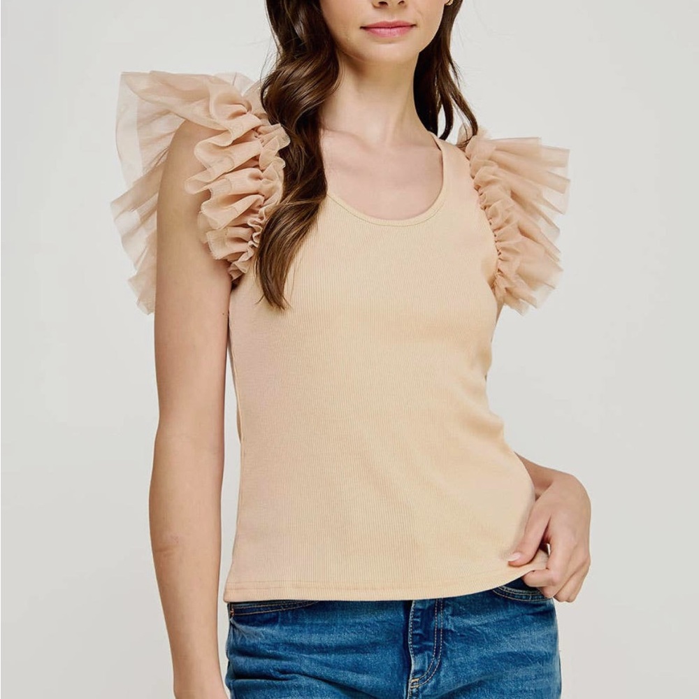 Tulle Ruffle Frills Knit Top